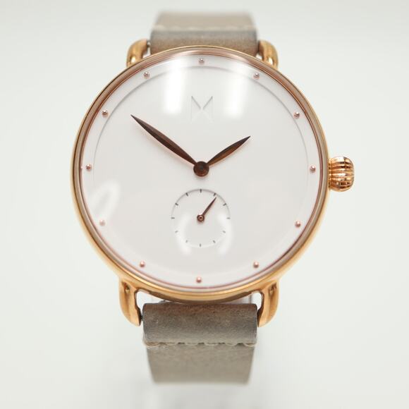 MVMT By Movado Bloom Women Rose Gold 36mm Watch Gray Leather Strap w New Battery - Picture 5 of 14